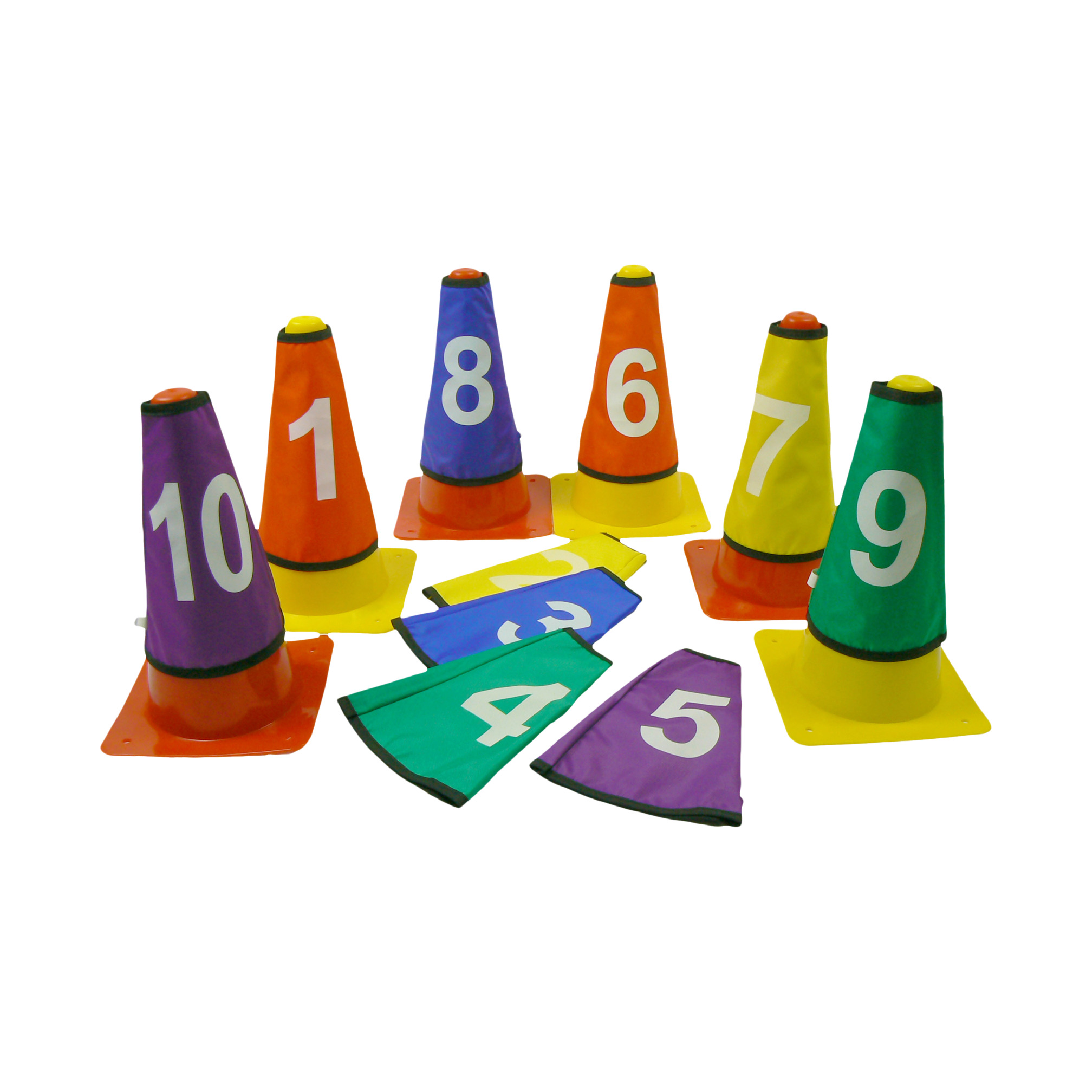 Set von Hüllen mit den Zahlen 1 bis 10 für Kegel